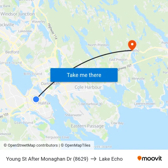 Young St After Monaghan Dr (8629) to Lake Echo map