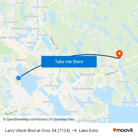 Larry Uteck Blvd at Civic 54 (7124) to Lake Echo map