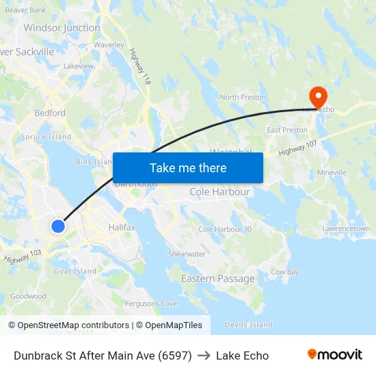 Dunbrack St After Main Ave (6597) to Lake Echo map