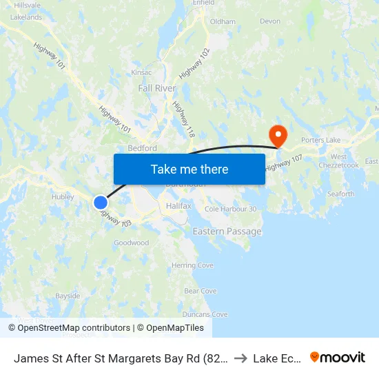 James St After St Margarets Bay Rd (8238) to Lake Echo map