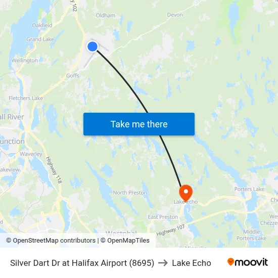 Silver Dart Dr at Halifax Airport (8695) to Lake Echo map