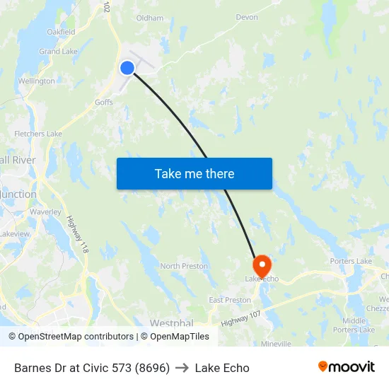 Barnes Dr at Civic 573 (8696) to Lake Echo map