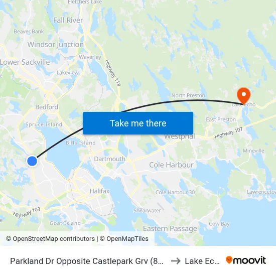 Parkland Dr Opposite Castlepark Grv (8692) to Lake Echo map