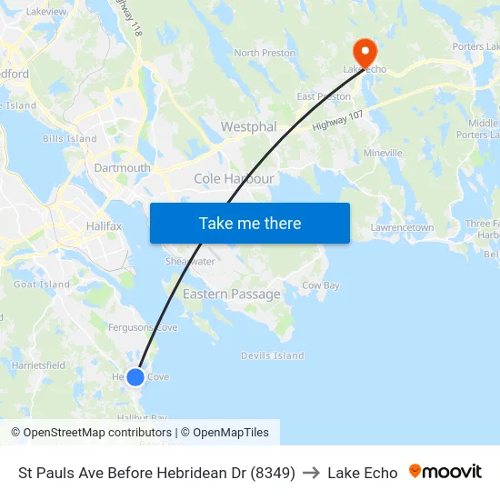 St Pauls Ave Before Hebridean Dr (8349) to Lake Echo map