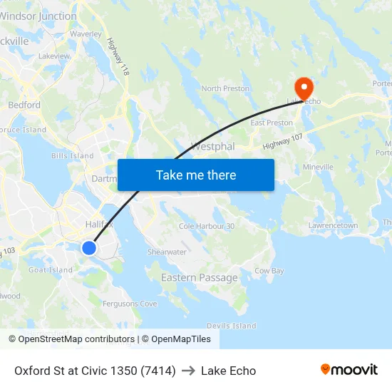 Oxford St at Civic 1350 (7414) to Lake Echo map