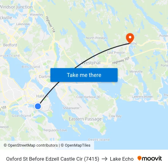 Oxford St Before Edzell Castle Cir (7415) to Lake Echo map