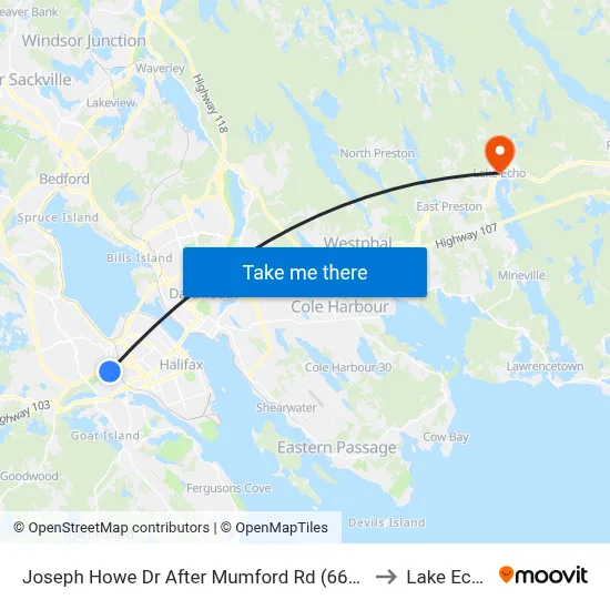 Joseph Howe Dr After Mumford Rd (6610) to Lake Echo map