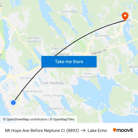 Mt Hope Ave Before Neptune Cr (8892) to Lake Echo map