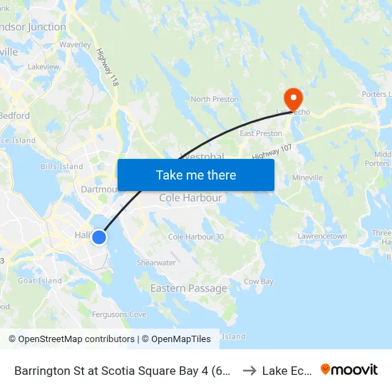 Barrington St at Scotia Square Bay 4 (6108) to Lake Echo map