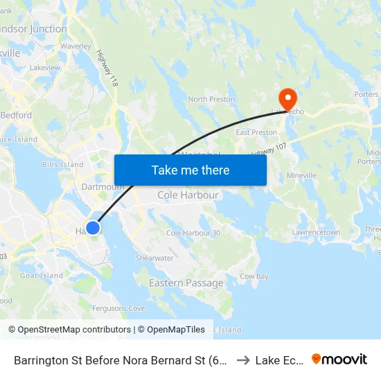 Barrington St Before Nora Bernard St (6104) to Lake Echo map