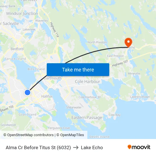 Alma Cr Before Titus St (6032) to Lake Echo map