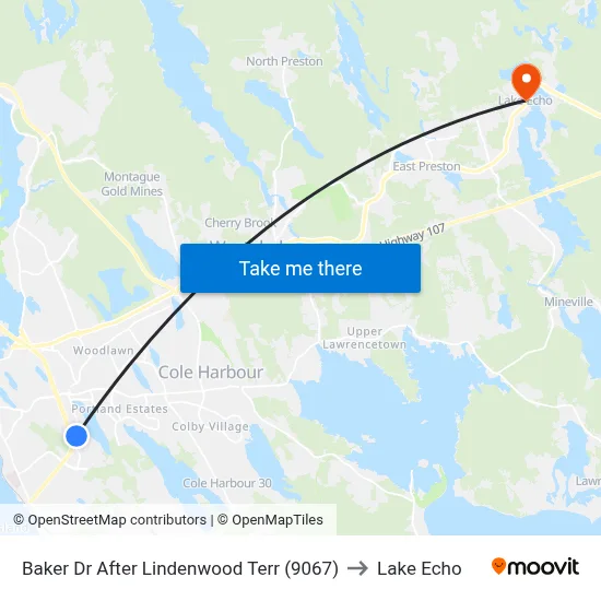 Baker Dr After Lindenwood Terr (9067) to Lake Echo map