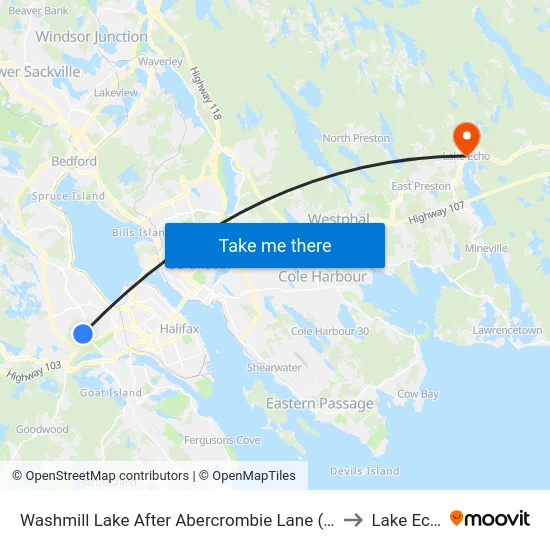 Washmill Lake After Abercrombie Lane (7445) to Lake Echo map