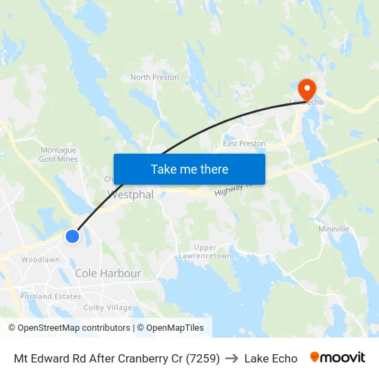 Mt Edward Rd After Cranberry Cr (7259) to Lake Echo map