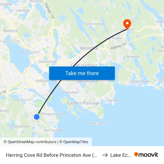 Herring Cove Rd Before Princeton Ave (6855) to Lake Echo map
