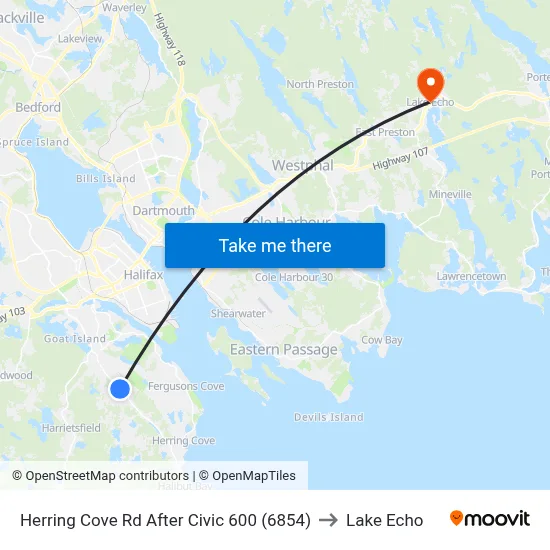 Herring Cove Rd After Civic 600 (6854) to Lake Echo map