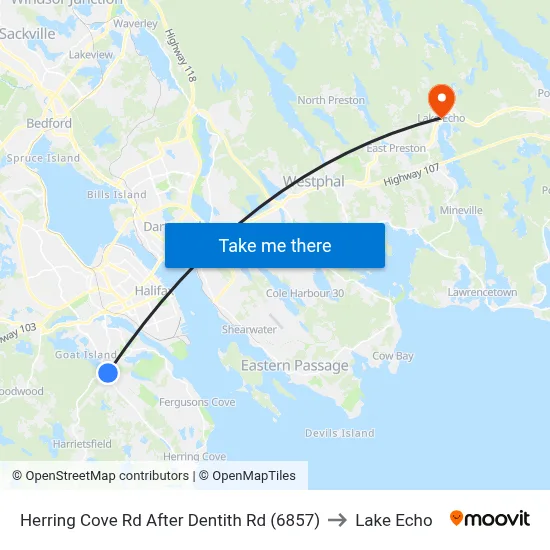 Herring Cove Rd After Dentith Rd (6857) to Lake Echo map