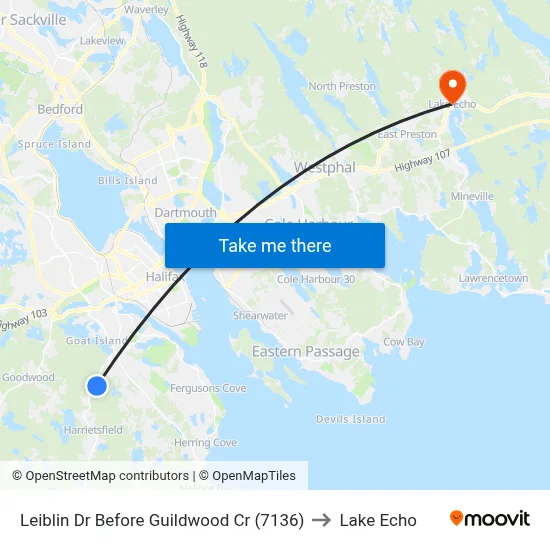 Leiblin Dr Before Guildwood Cr (7136) to Lake Echo map