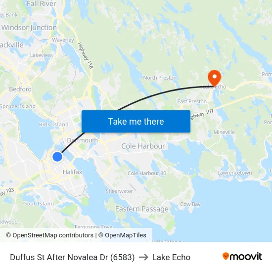 Duffus St After Novalea Dr (6583) to Lake Echo map