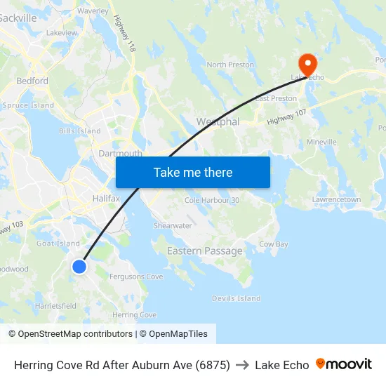 Herring Cove Rd After Auburn Ave (6875) to Lake Echo map