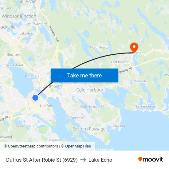 Duffus St After Robie St (6929) to Lake Echo map