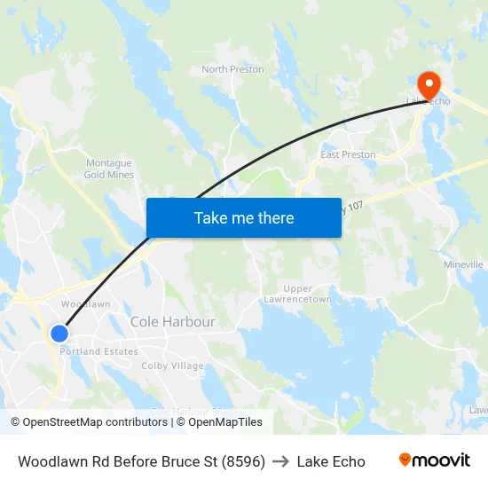 Woodlawn Rd Before Bruce St (8596) to Lake Echo map
