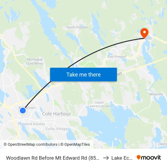 Woodlawn Rd Before Mt Edward Rd (8592) to Lake Echo map
