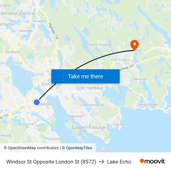 Windsor St Opposite London St (8572) to Lake Echo map