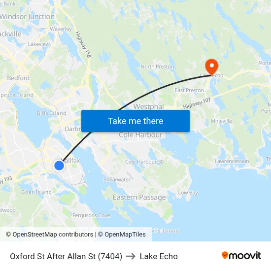 Oxford St After Allan St (7404) to Lake Echo map