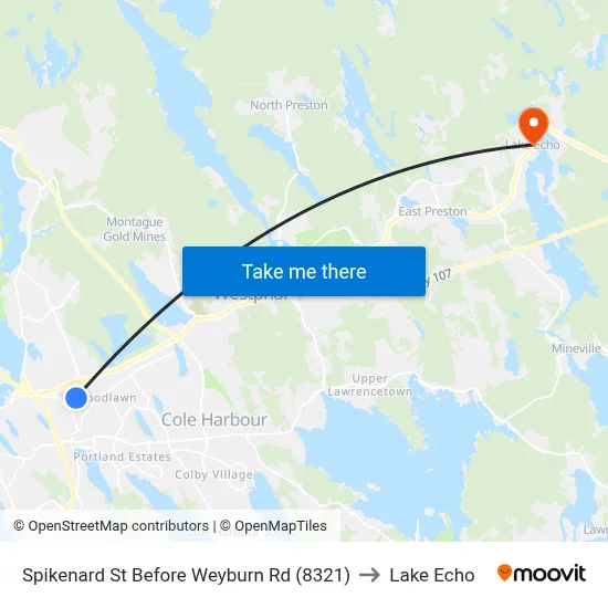 Spikenard St Before Weyburn Rd (8321) to Lake Echo map