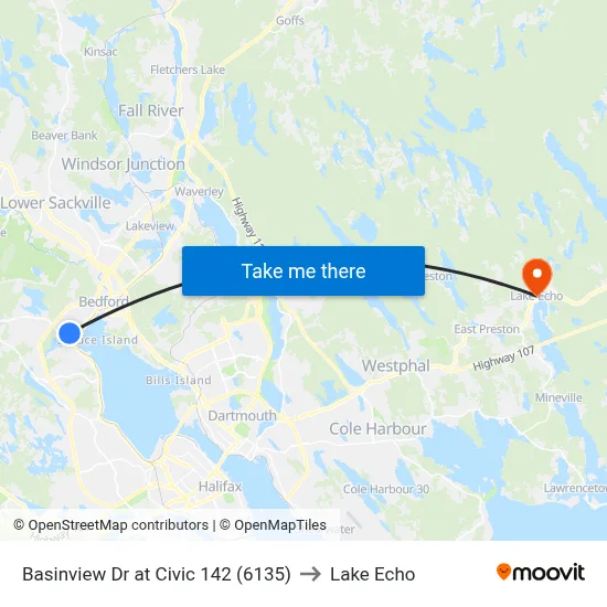 Basinview Dr at Civic 142 (6135) to Lake Echo map