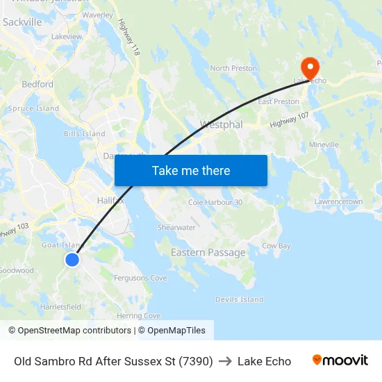 Old Sambro Rd After Sussex St (7390) to Lake Echo map
