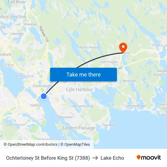 Ochterloney St Before King St (7388) to Lake Echo map