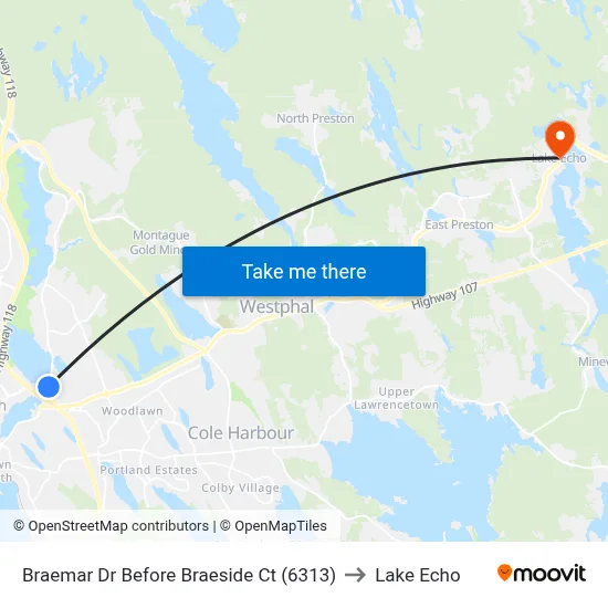 Braemar Dr Before Braeside Ct (6313) to Lake Echo map