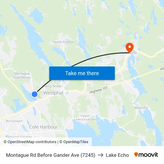 Montague Rd Before Gander Ave (7245) to Lake Echo map