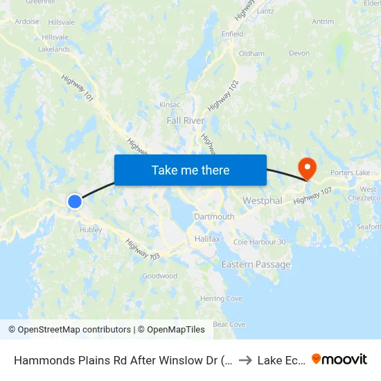 Hammonds Plains Rd After Winslow Dr (6824) to Lake Echo map