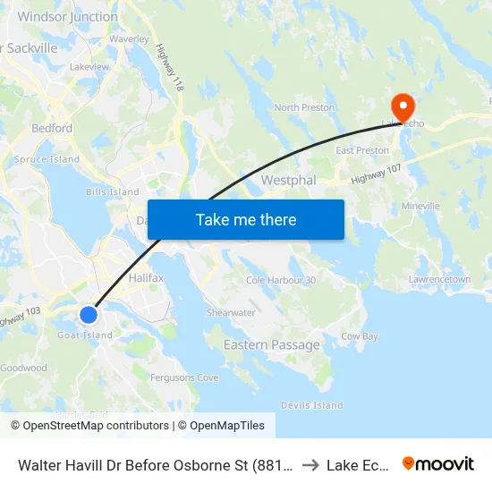 Walter Havill Dr Before Osborne St (8813) to Lake Echo map