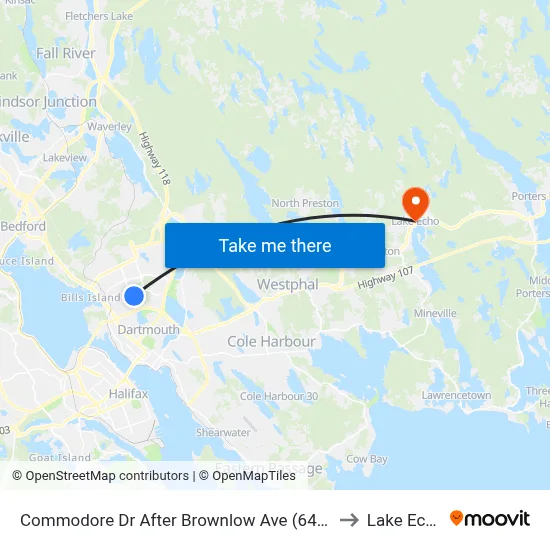 Commodore Dr After Brownlow Ave (6488) to Lake Echo map