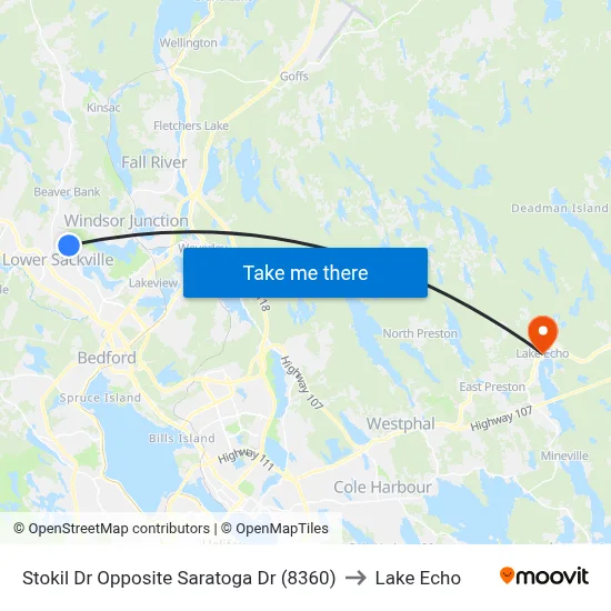 Stokil Dr Opposite Saratoga Dr (8360) to Lake Echo map