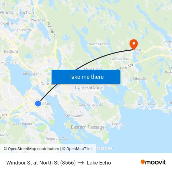 Windsor St at North St (8566) to Lake Echo map