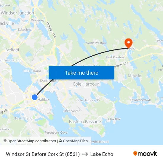 Windsor St Before Cork St (8561) to Lake Echo map