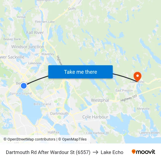Dartmouth Rd After Wardour St (6557) to Lake Echo map