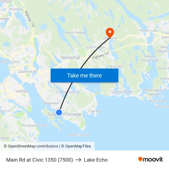 Main Rd at Civic 1350 (7500) to Lake Echo map