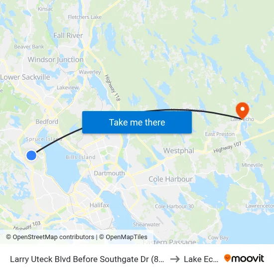 Larry Uteck Blvd Before Southgate Dr (8879) to Lake Echo map