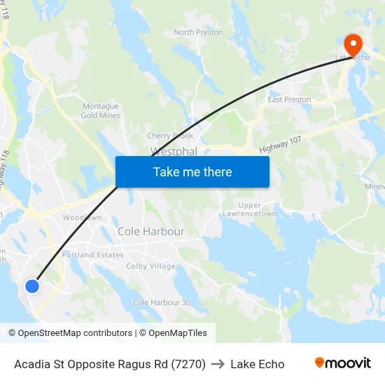 Acadia St Opposite Ragus Rd (7270) to Lake Echo map