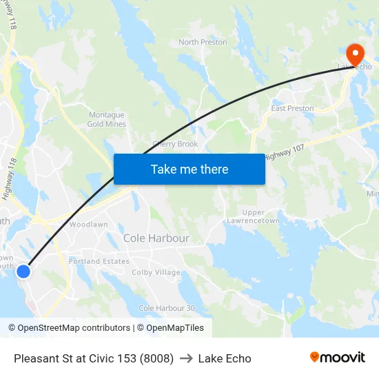 Pleasant St at Civic 153 (8008) to Lake Echo map