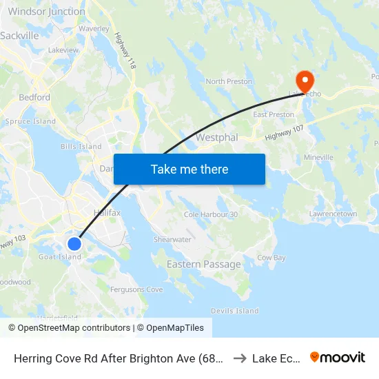 Herring Cove Rd After Brighton Ave (6850) to Lake Echo map