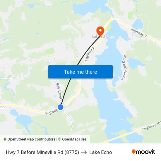 Hwy 7 Before Mineville Rd (8775) to Lake Echo map