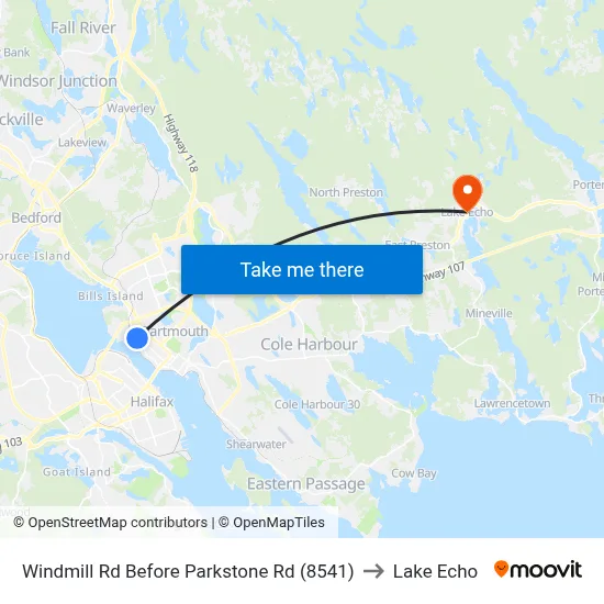Windmill Rd Before Parkstone Rd (8541) to Lake Echo map