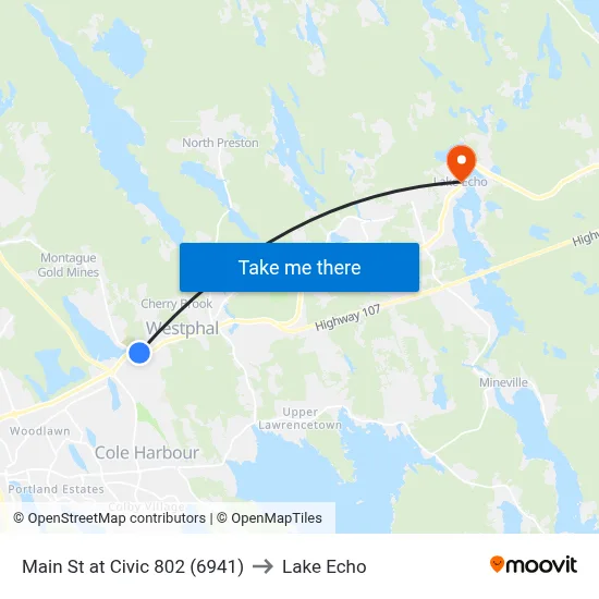 Main St at Civic 802 (6941) to Lake Echo map